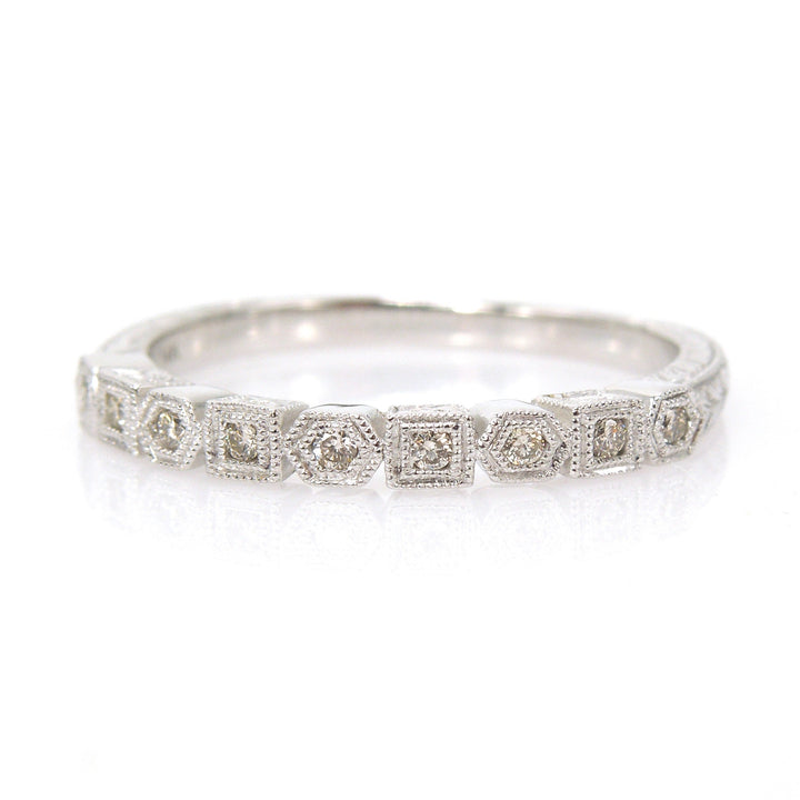 Art Deco Style Diamond Band with Alternating Square and Hexagonal Bezels