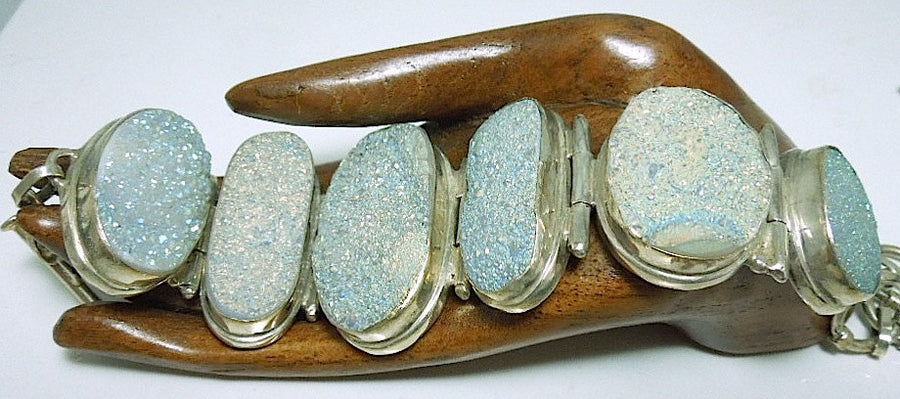 Sterling Silver and Oval Geode Bracelet