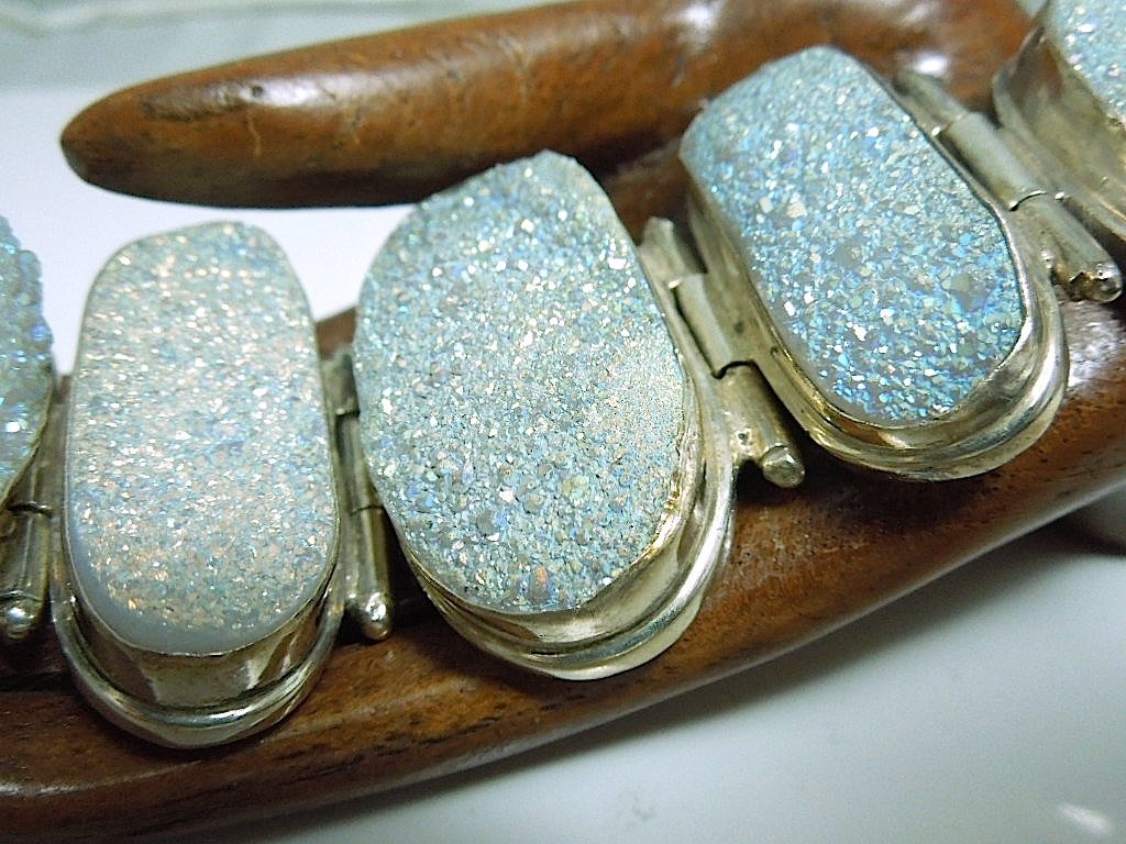 Sterling Silver and Oval Geode Bracelet