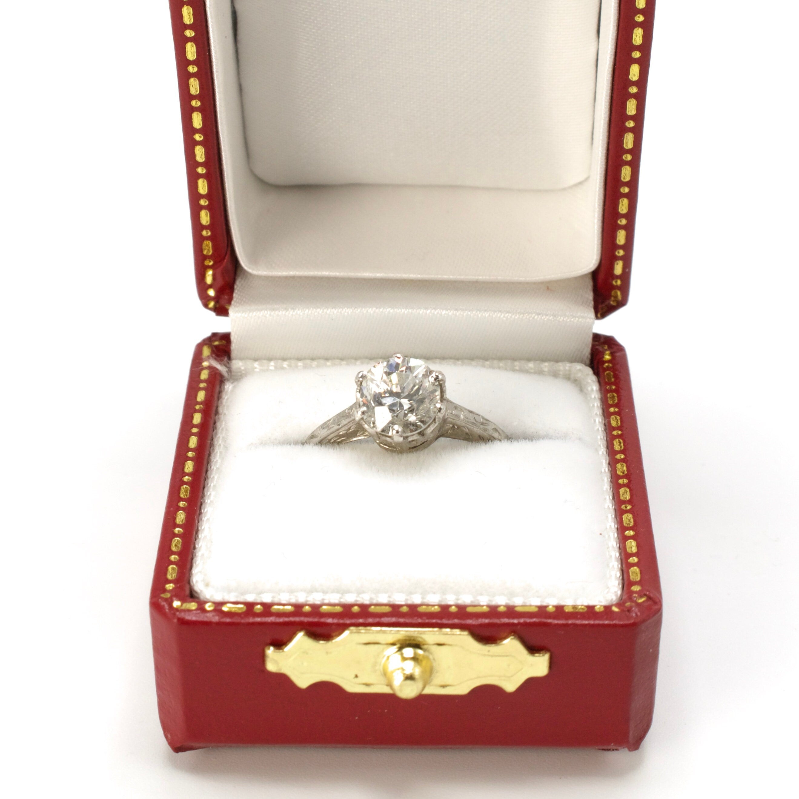 1.02 Carat Edwardian Style Diamond Solitaire Platinum Engagement Ring