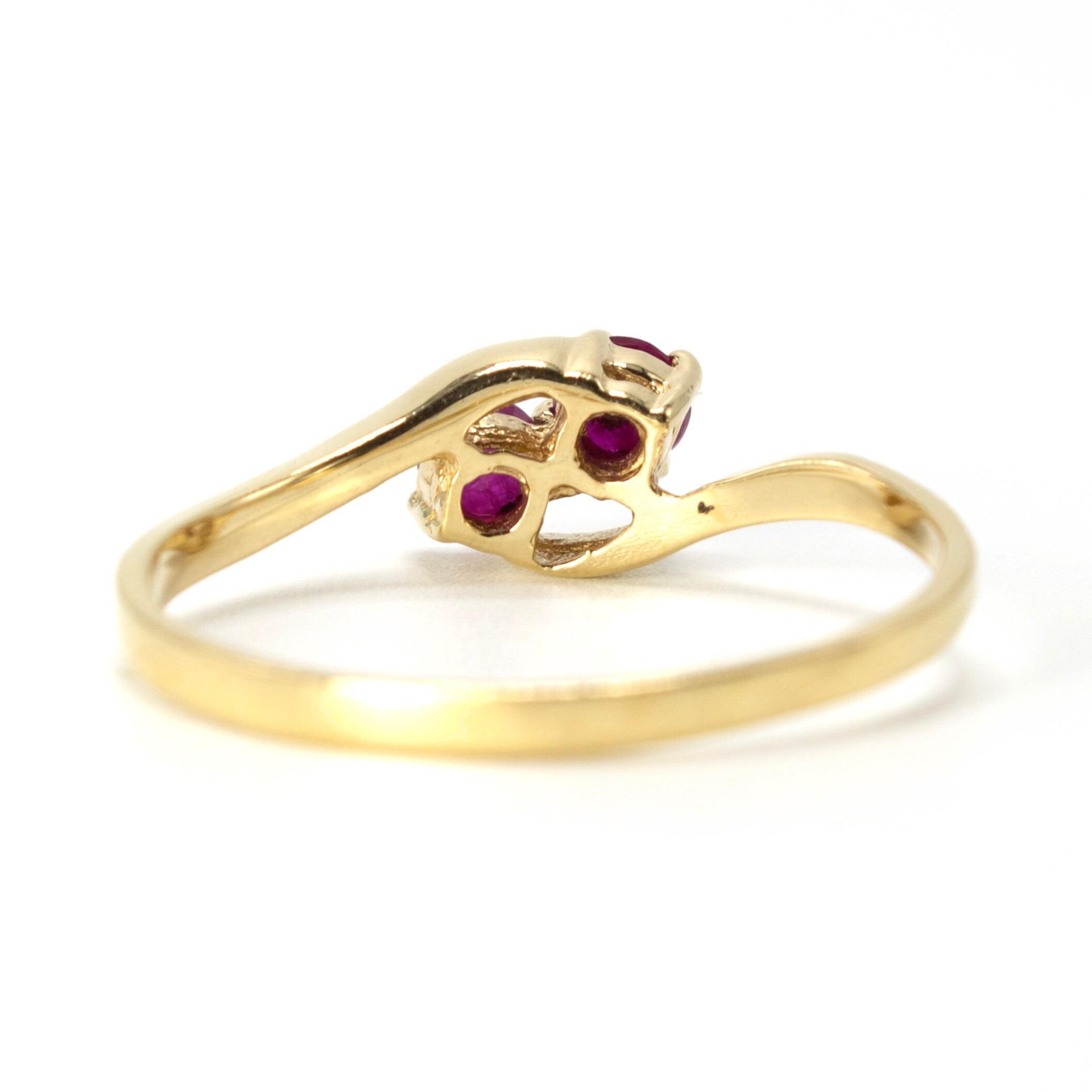 Ruby and Yellow Gold Two Stone Bypass Ring