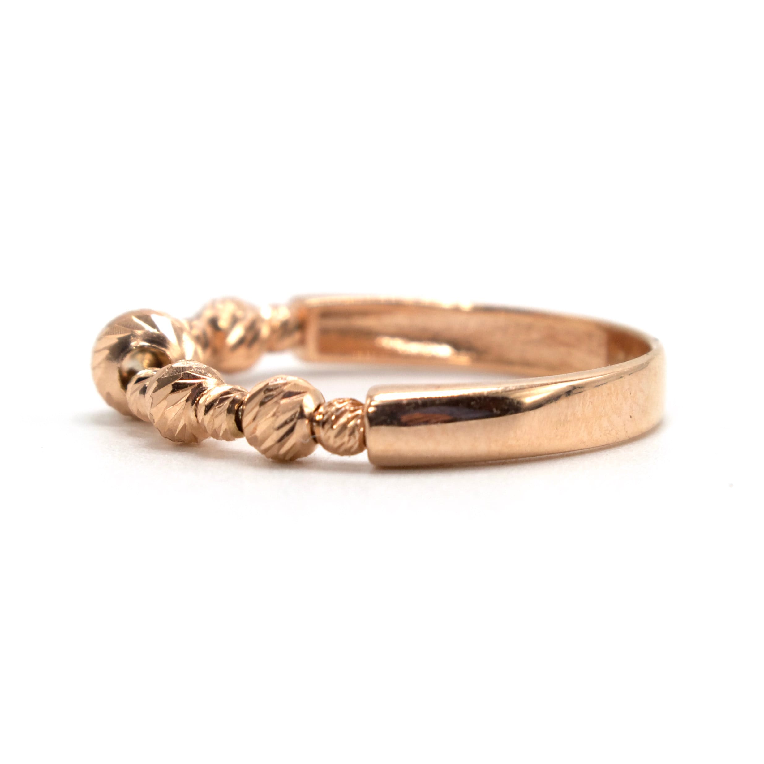 Diamond Cut Turkish Spinning Ball Rings in Rose Gold, Yellow Gold, and White Gold