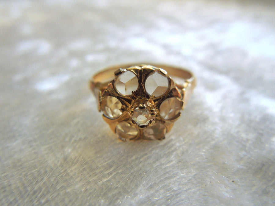 Spanish Antique style White Sapphire Cluster in Vermeil