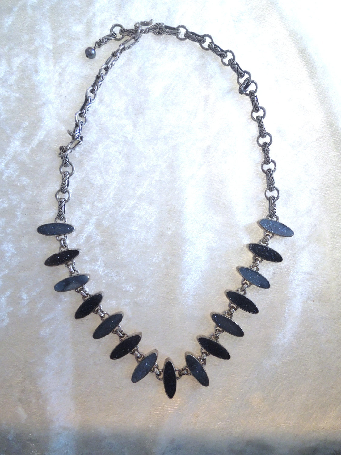 One of a Kind Sterling and Blue Druzy Designer Necklace