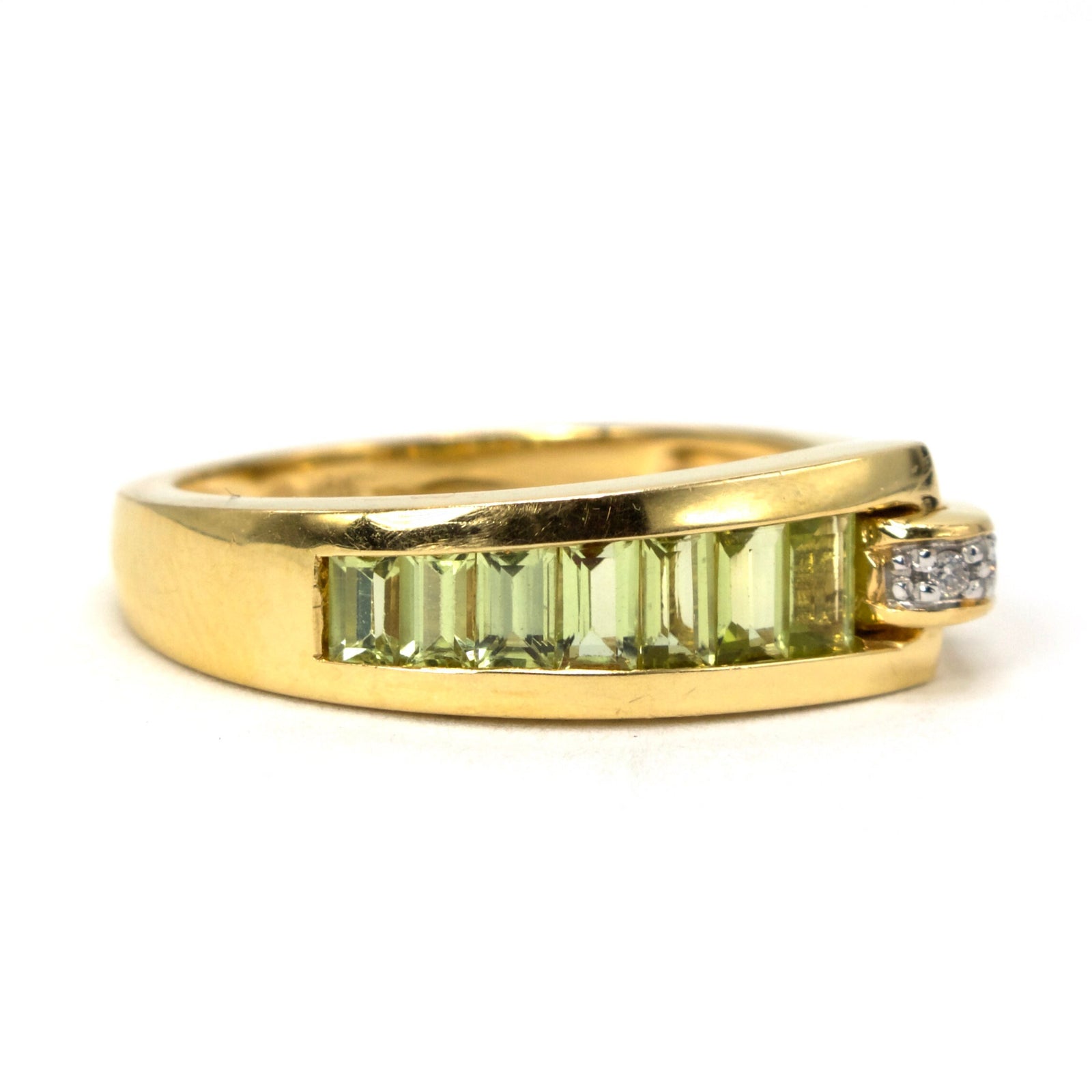Guy Laroche Peridot and Diamond Knot Buckle Band in 18K Yellow Gold