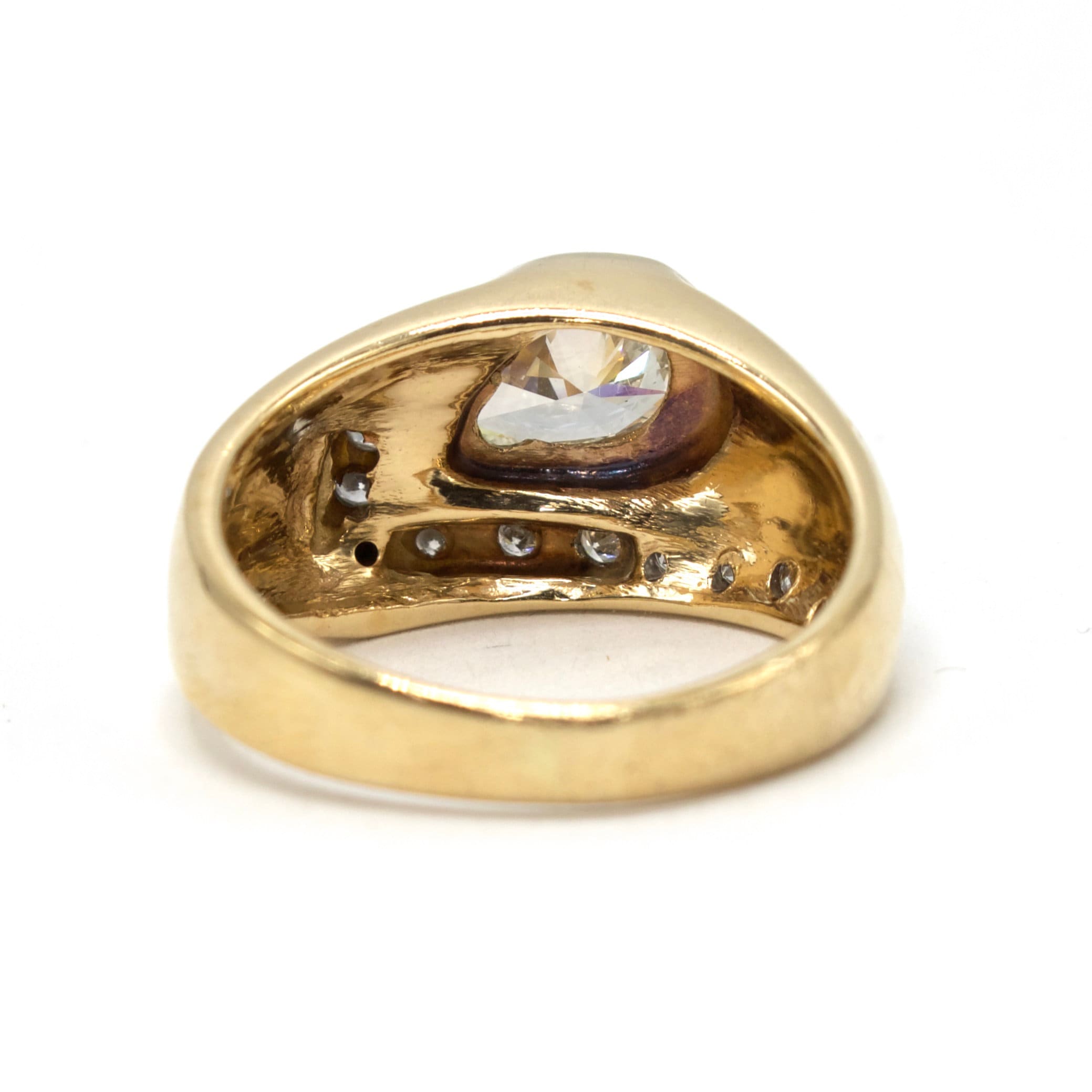 Asymmetrical Retro Ring from the 1940s with Pear Shaped Diamond