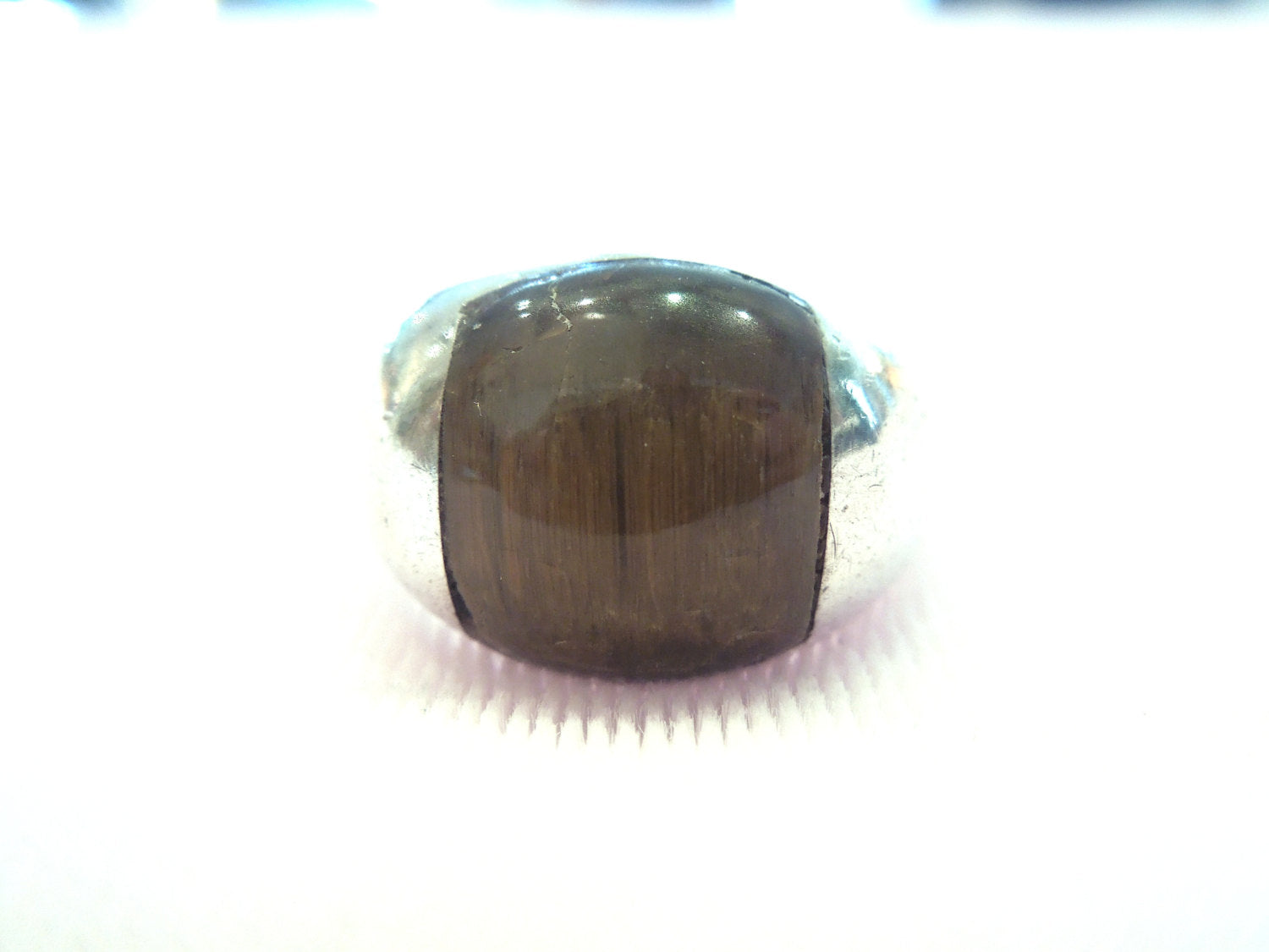 Sterling Silver Inlaid Tigers Eye Men's Ring