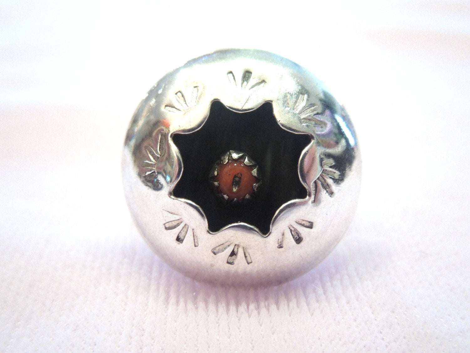 Sterling Silver Navajo Coral Ring