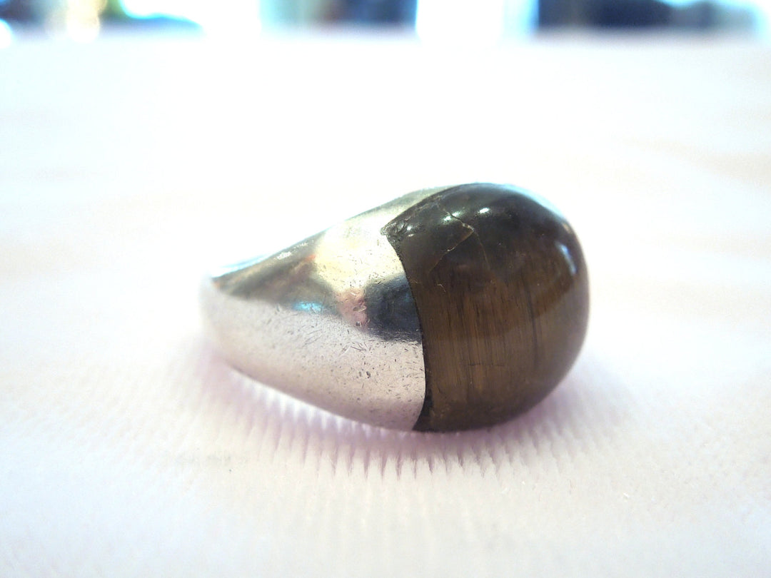Sterling Silver Inlaid Tigers Eye Men's Ring