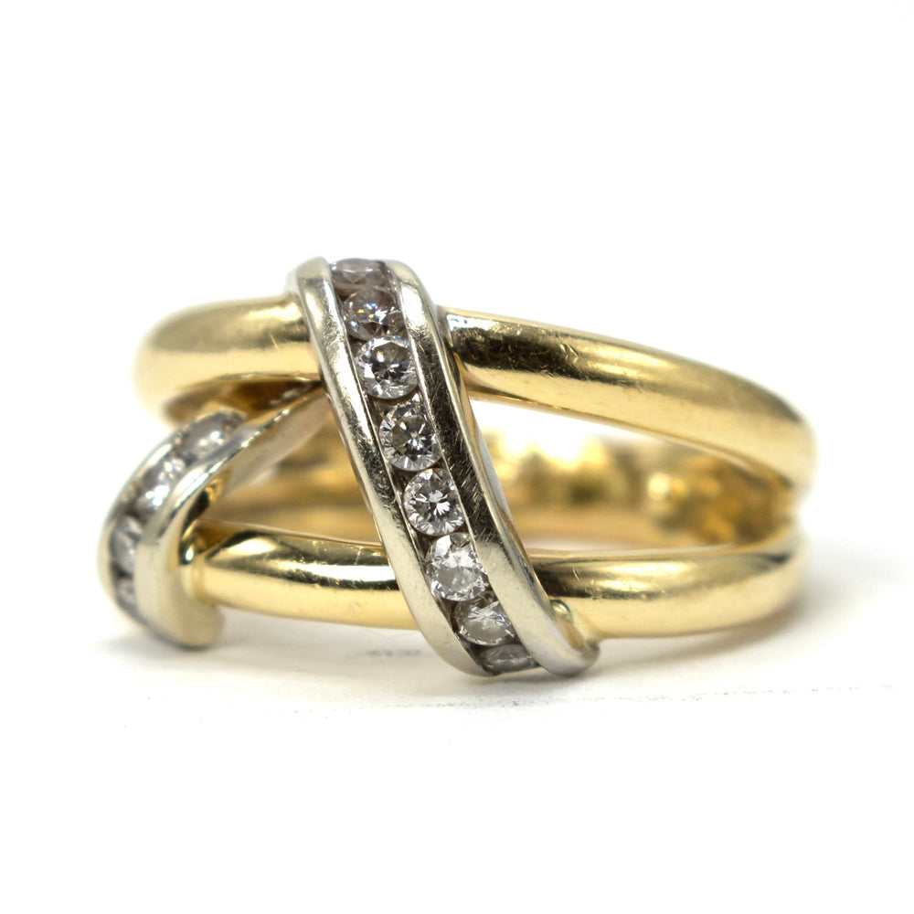 14K Gold and Diamond Crossover Ring