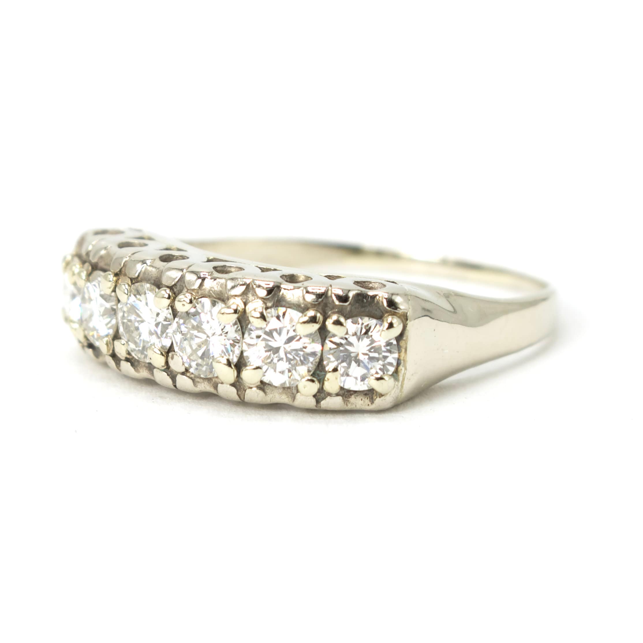 1.20ct Six Diamond Wide Band in 14K White Gold