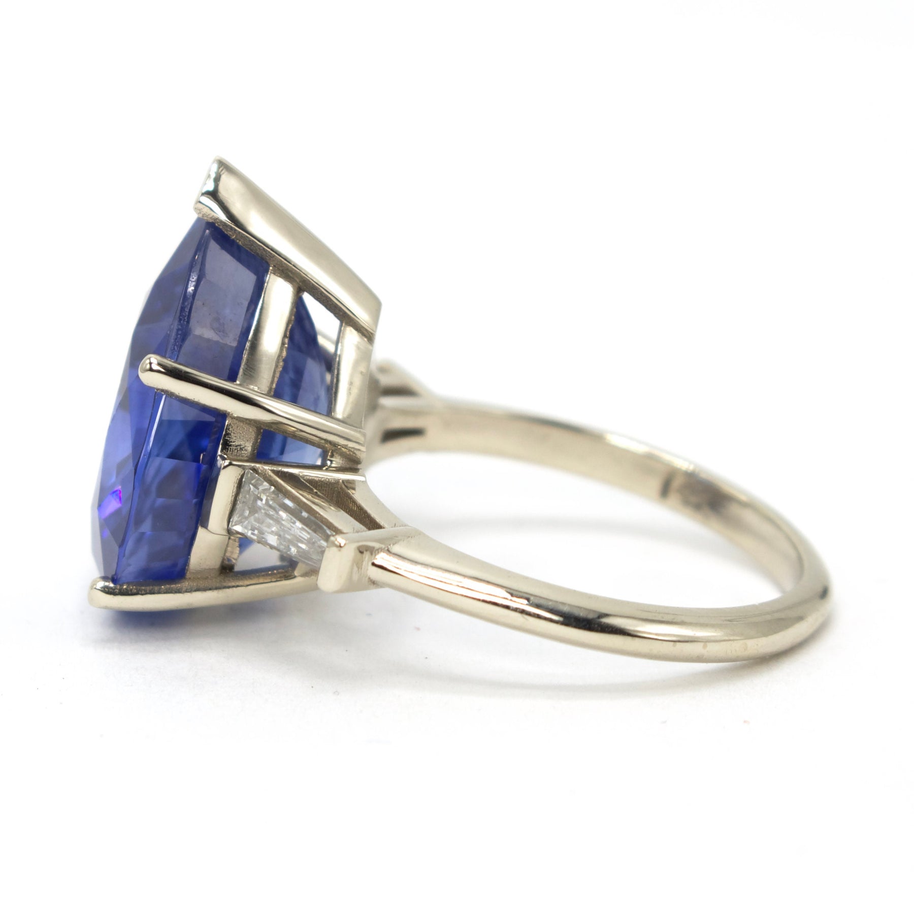 GIA Certified 12.70ct Pear Shaped Ceylon Blue Sapphire Ring with