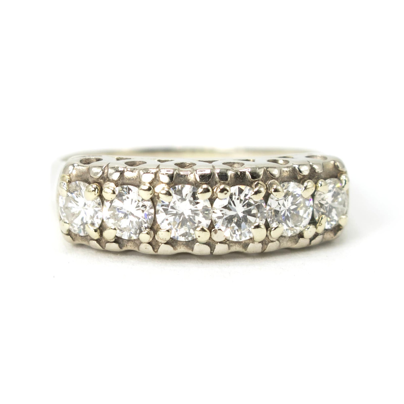 1.20ct Six Diamond Wide Band in 14K White Gold