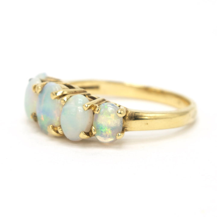Vintage Five Stone Oval Opal Ring in 14K Yellow Gold