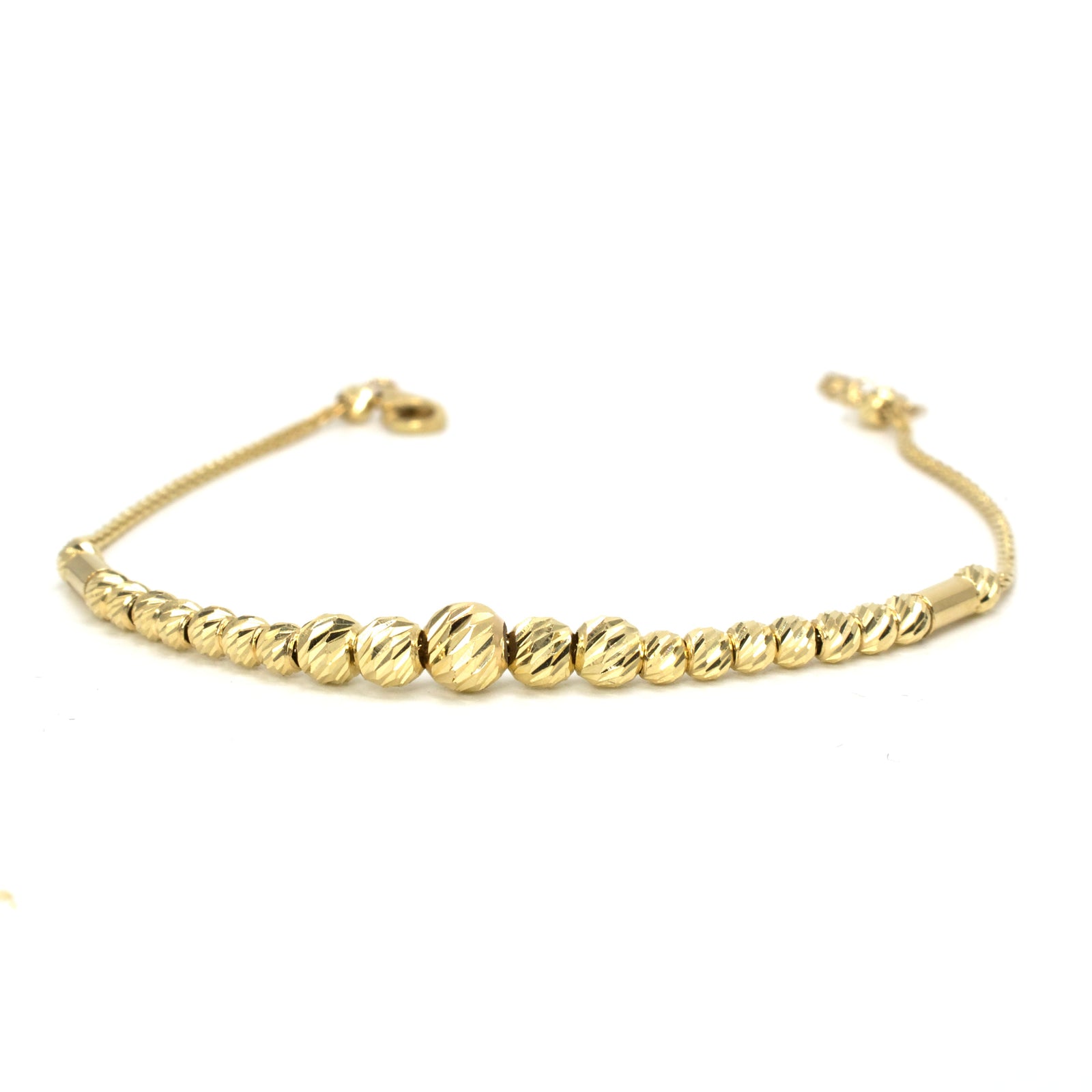 Diamond Cut Italian Gold Beaded Bracelet