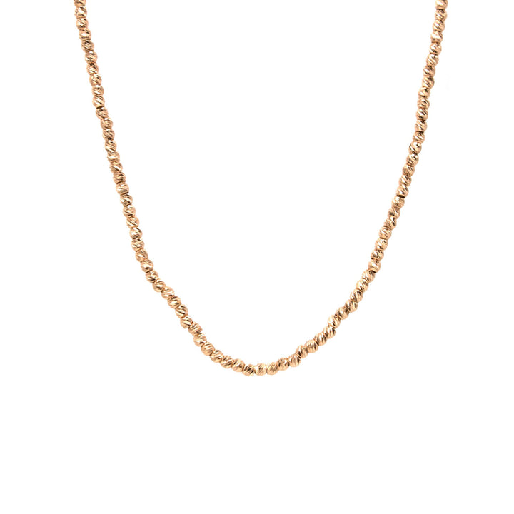 24" 14K Diamond Cut Rose Gold Bead Necklace