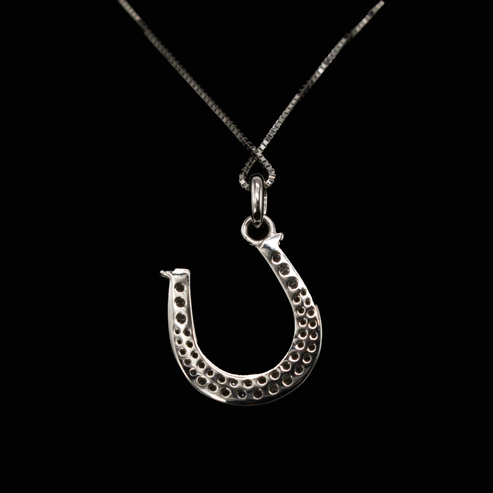 White Gold and Diamond Horseshoe Necklace