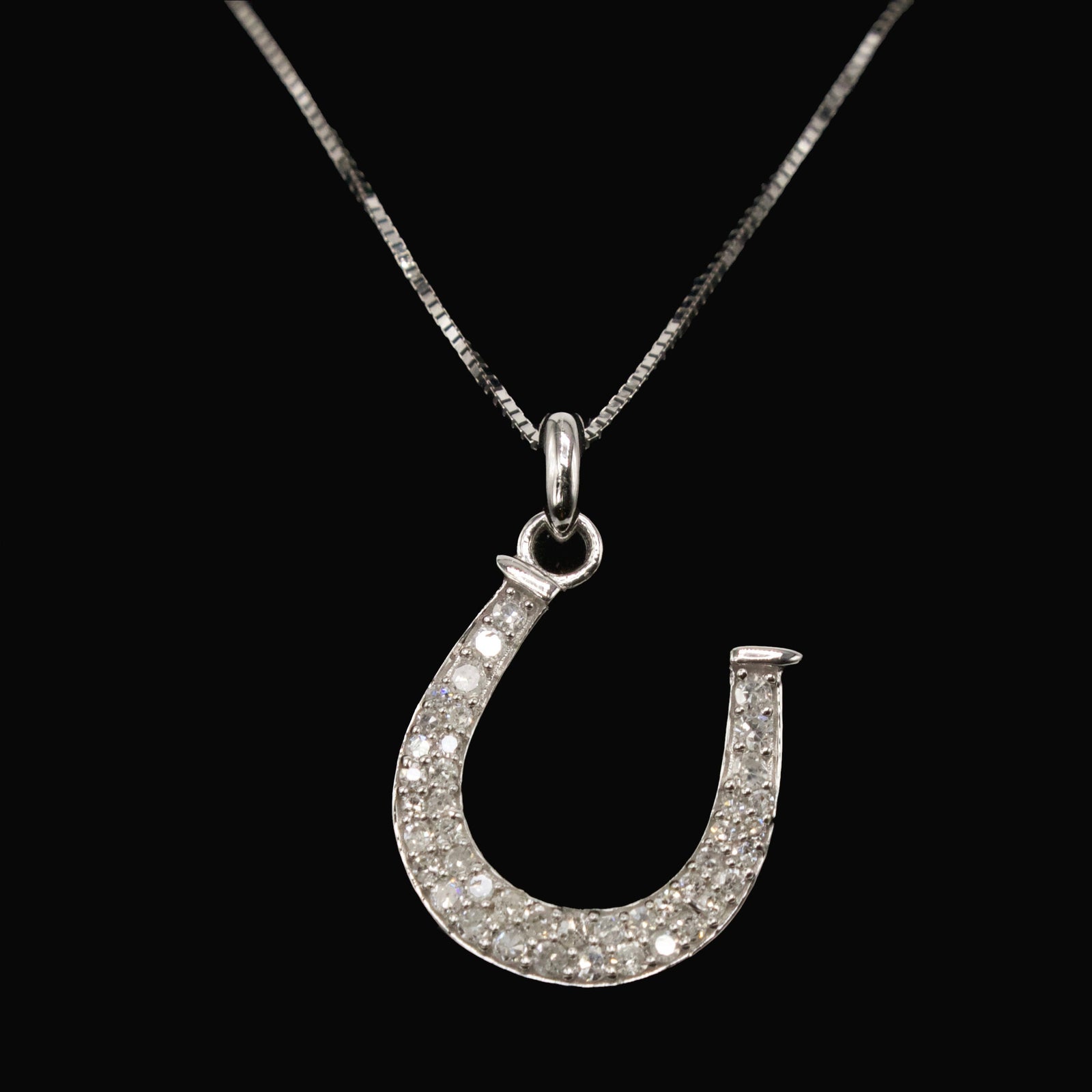 White Gold and Diamond Horseshoe Necklace