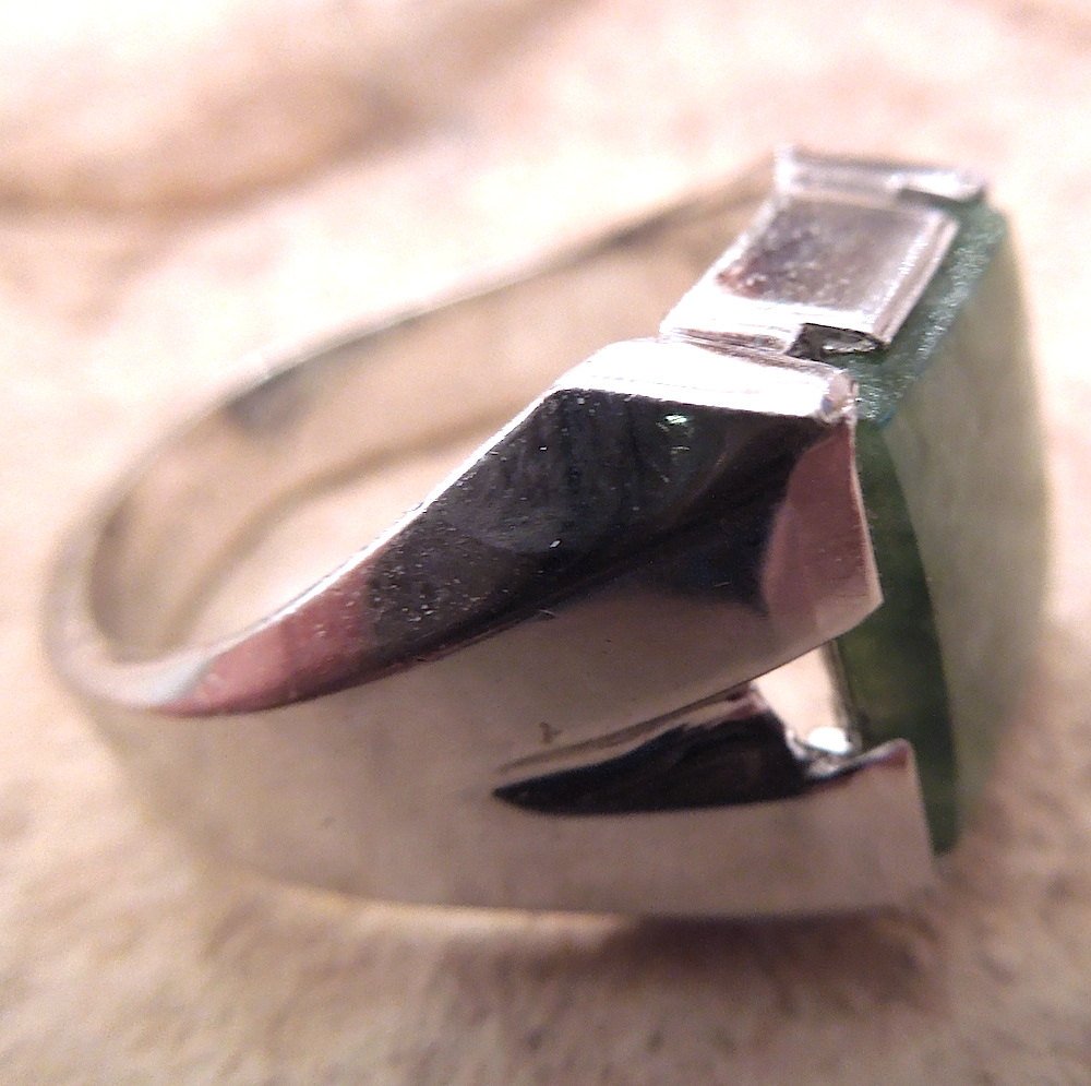 Square Moss Agate in Sterling Silver Mounting