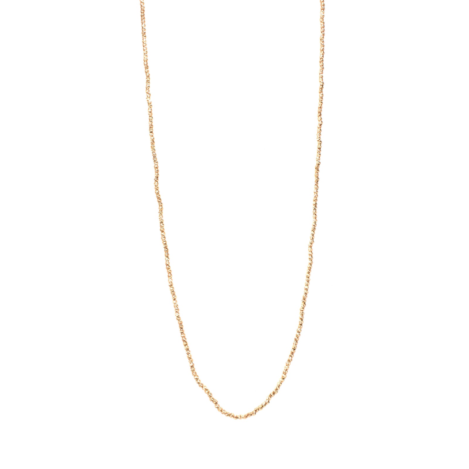 24" 14K Diamond Cut Rose Gold Bead Necklace