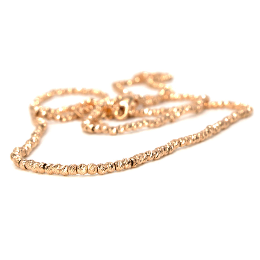 24" 14K Diamond Cut Rose Gold Bead Necklace