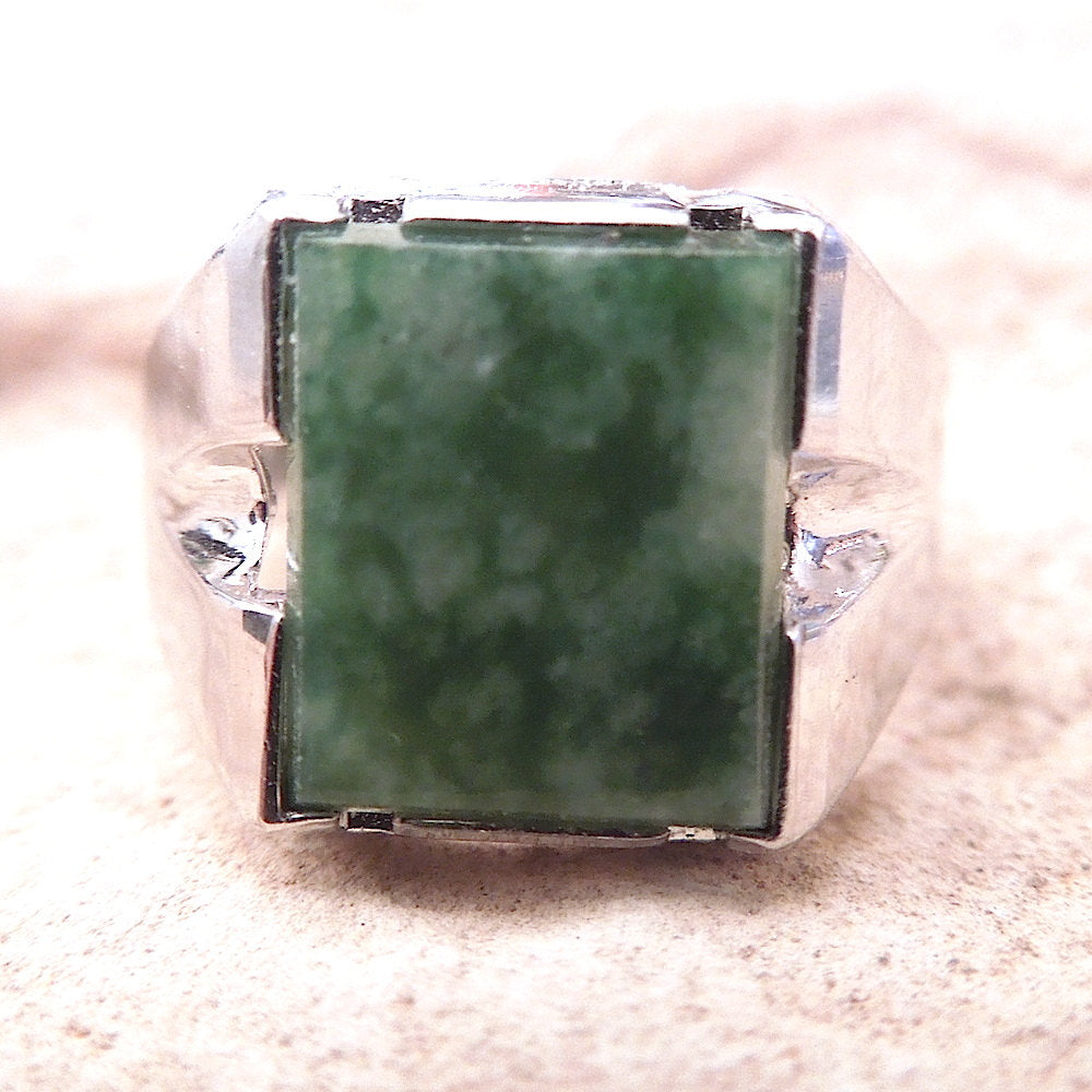 Square Moss Agate in Sterling Silver Mounting