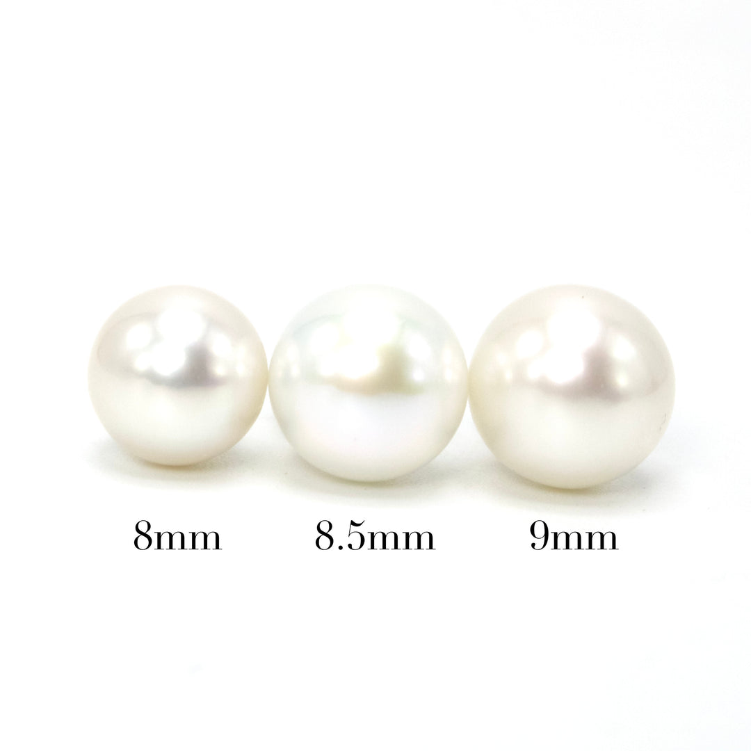 8mm, 8.5mm, and 9mm White Akoya Pearl Stud Earrings
