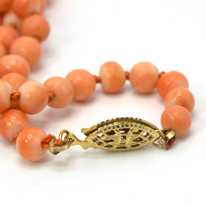 20 Inch Pinkish Orange Coral Bead Necklace