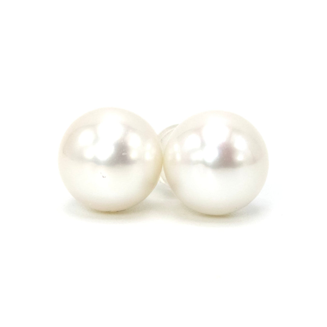 8mm, and 9mm White Akoya Pearl Stud Earrings