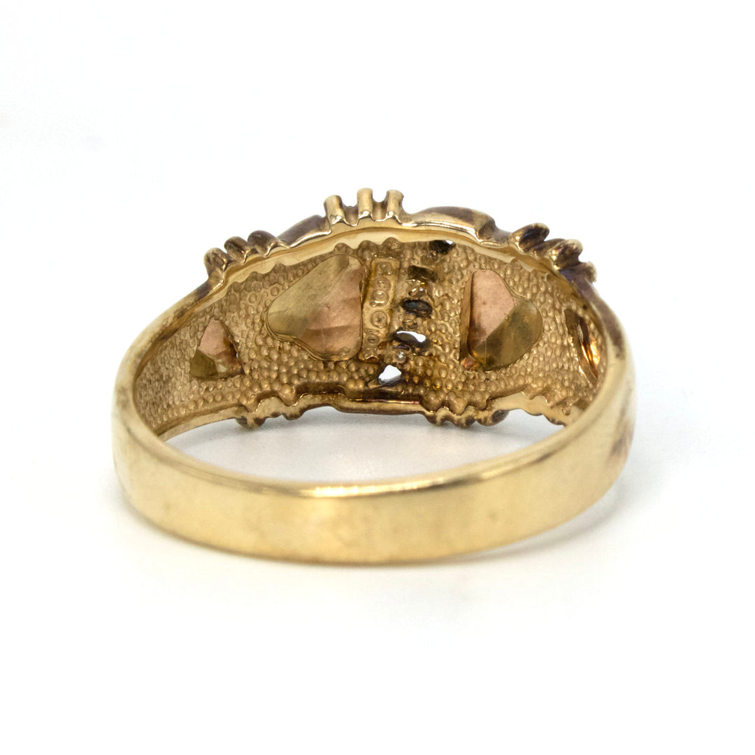 10K Black Hills Gold Gents Ring with Four Small Diamonds