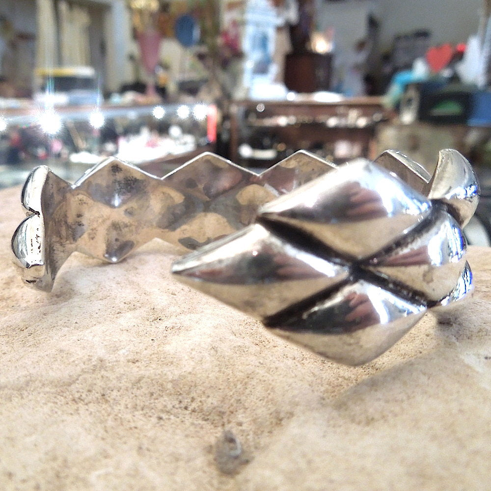 Sterling Silver Textured Bracelet - Bangle