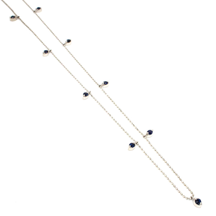 18K White Gold Sapphire Fringe Necklace - 18 Inches