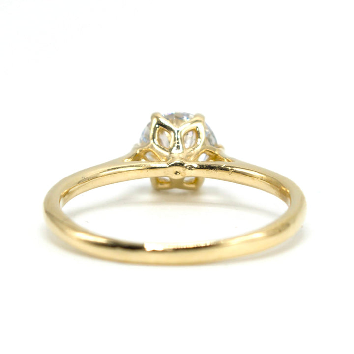 1.06 Carat Lab Grown Round Diamond Solitaire in 18K Yellow Gold Tulip Setting
