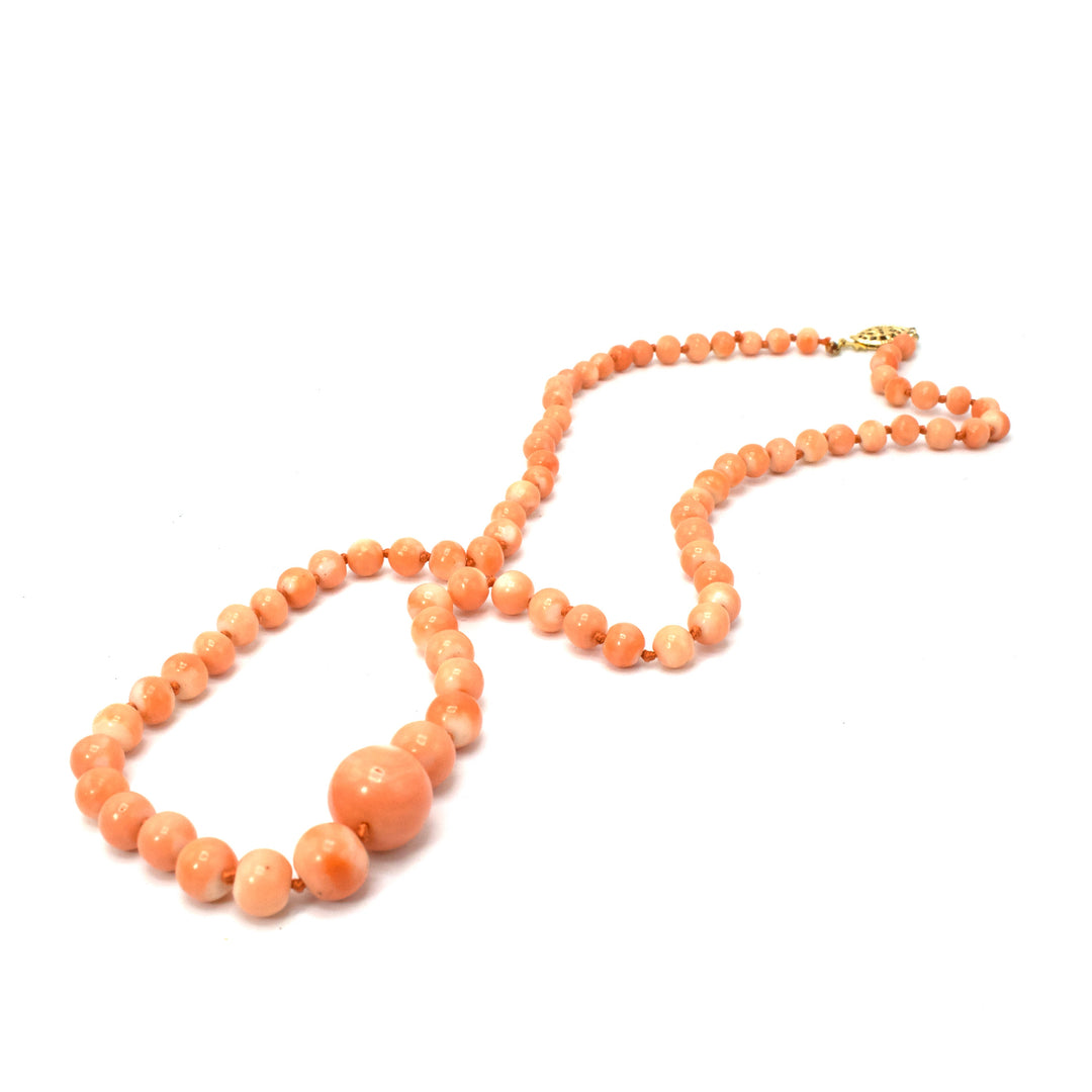 20 Inch Pinkish Orange Coral Bead Necklace