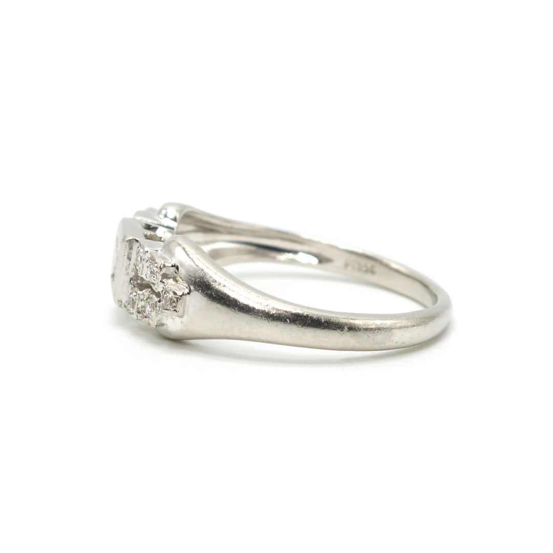 Vintage Style Princess Cut Diamond Cluster Platinum Engagement Ring