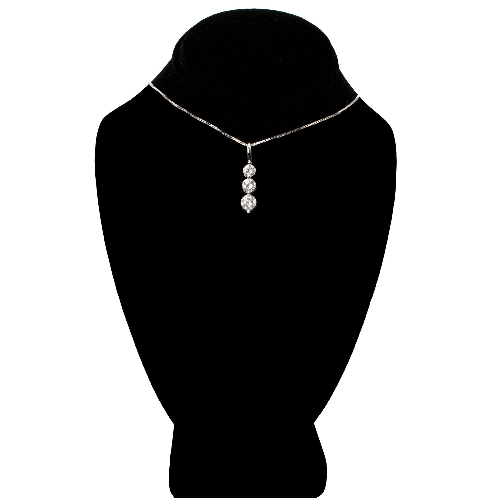 Diamond Pendant in 14K White Gold with Three Vertically Set Round Diamonds