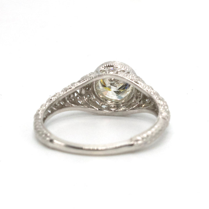 1.01 Carat Diamond in Filigreed Art Deco Style Solitaire Mounting
