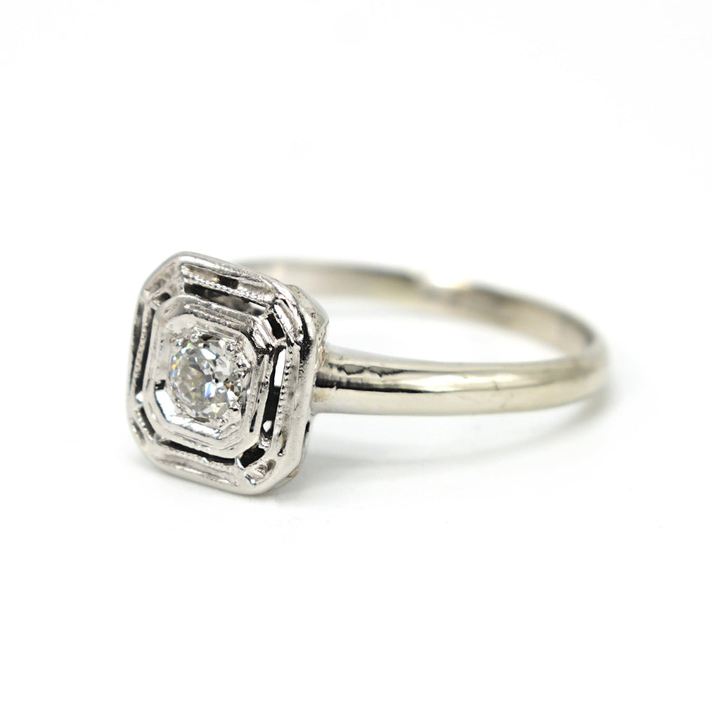 1940s 0.15 carat Old European Cut Diamond Solitaire in White Gold
