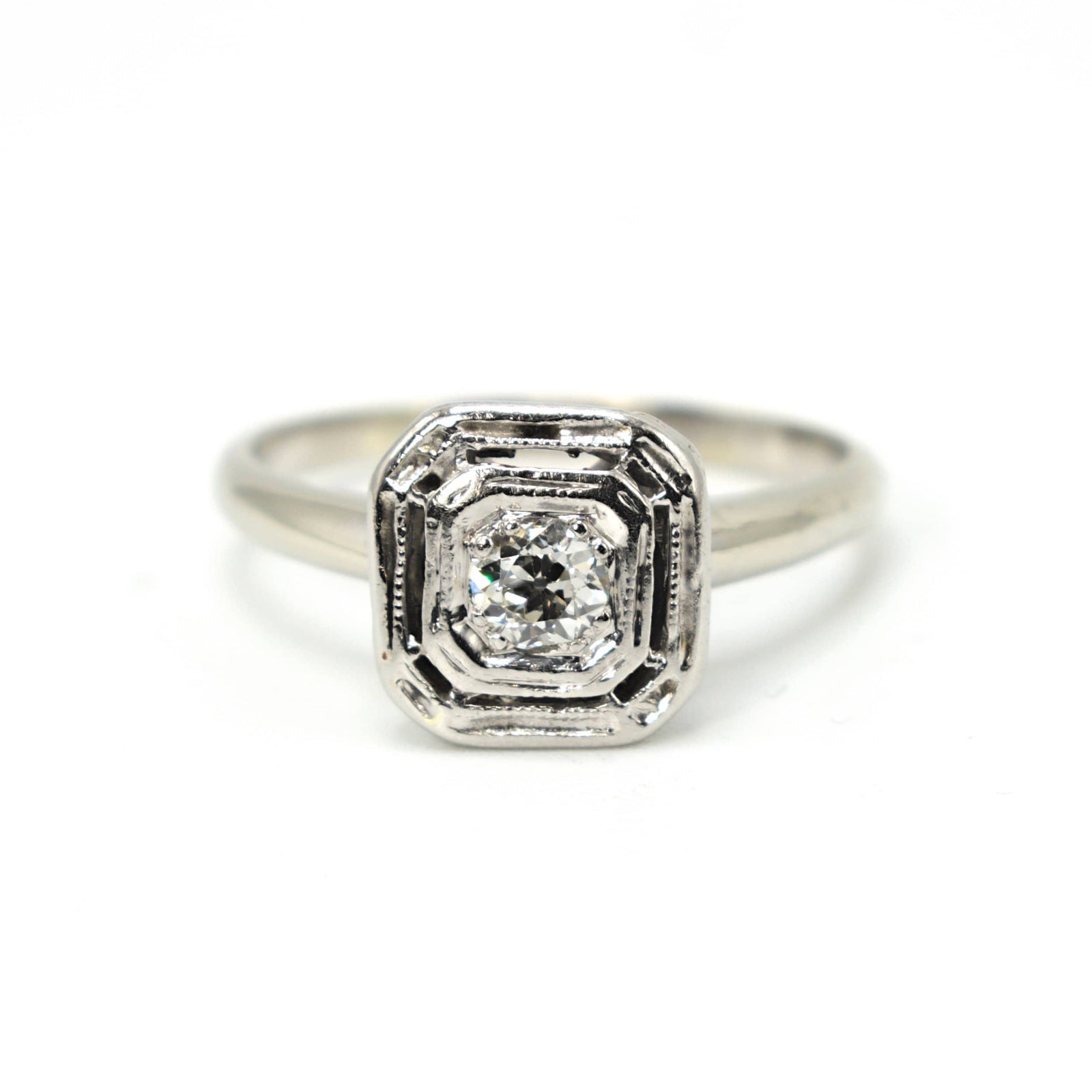 1940s 0.15 carat Old European Cut Diamond Solitaire in White Gold