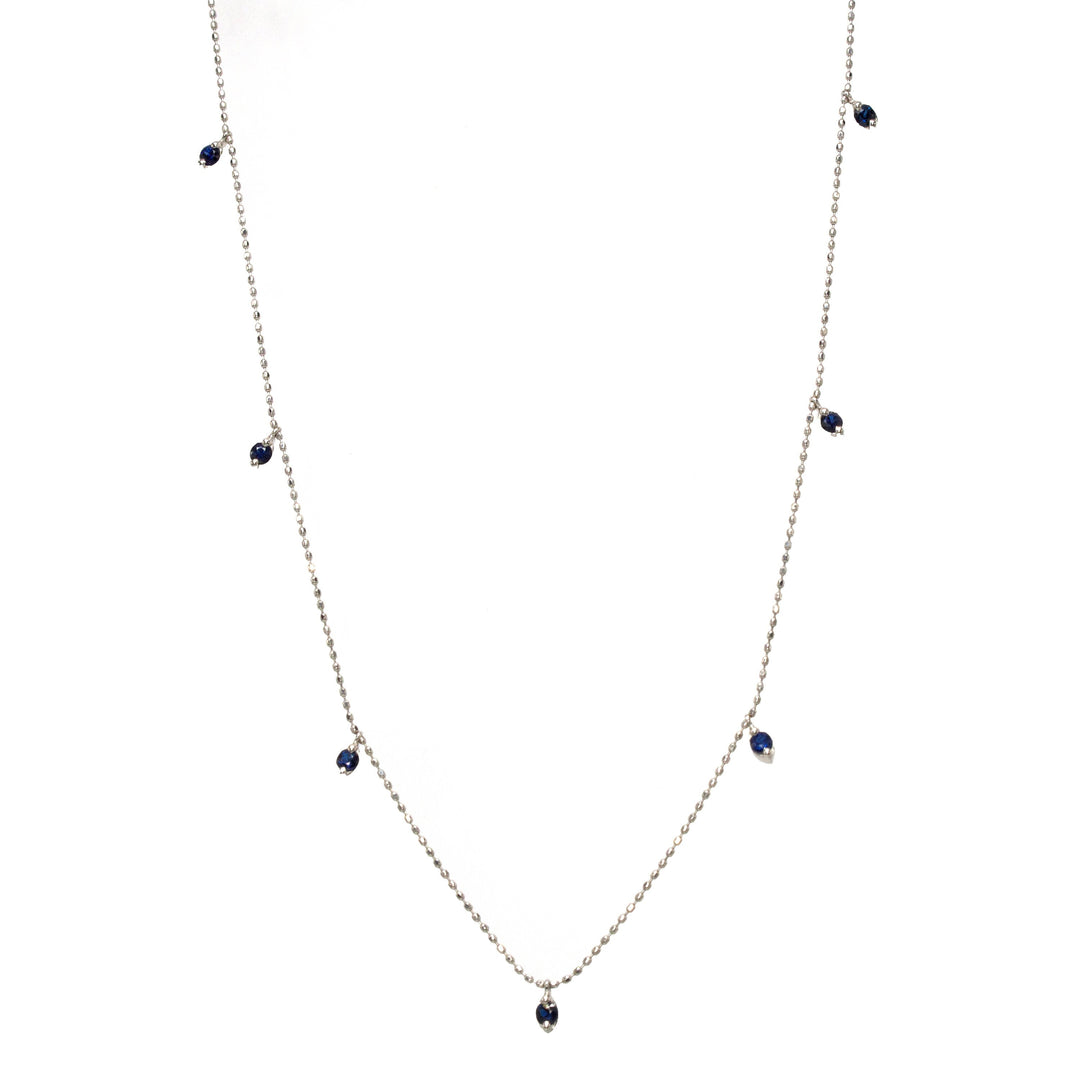 18K White Gold Sapphire Fringe Necklace - 18 Inches