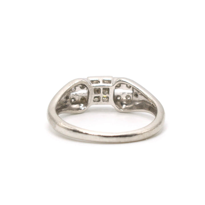 Vintage Style Princess Cut Diamond Cluster Platinum Engagement Ring
