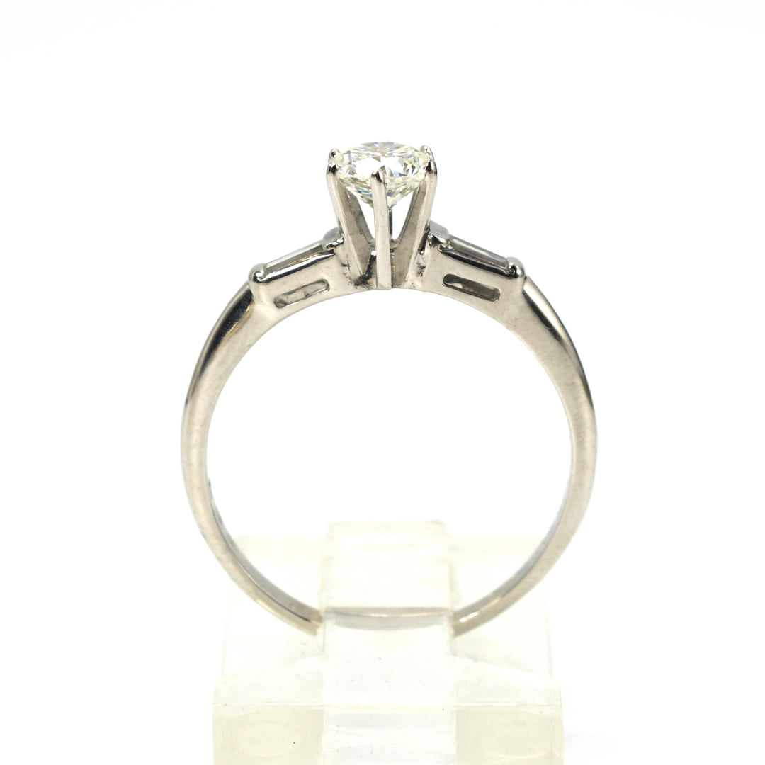 Half Carat Diamond Solitaire Engagement Ring with Accent Baguettes