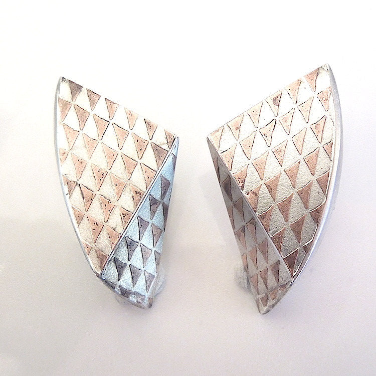 Artist Made Pyramid Earrings in Sterling Silver