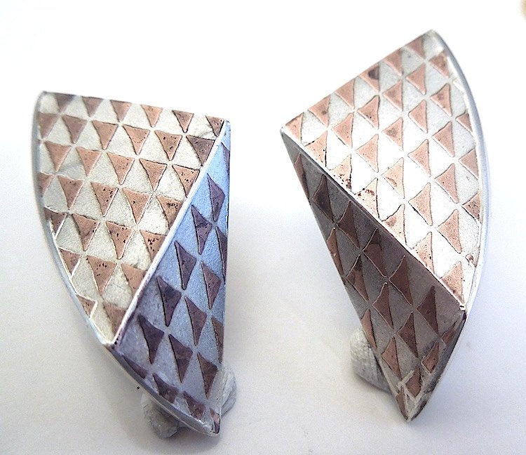 Artist Made Pyramid Earrings in Sterling Silver