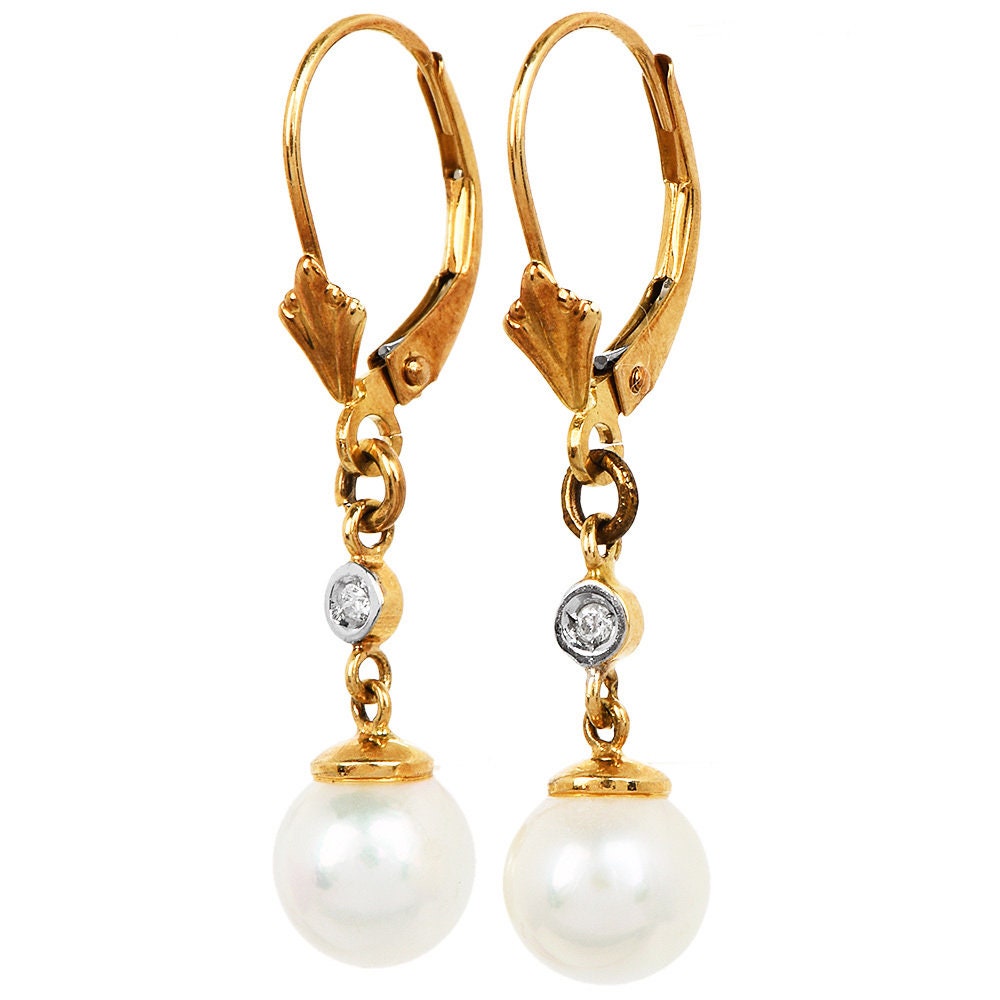 Flower Pearl Diamond Earrings | Vintage Pearl Drop Earrings | Crystal –  Huge Tomato