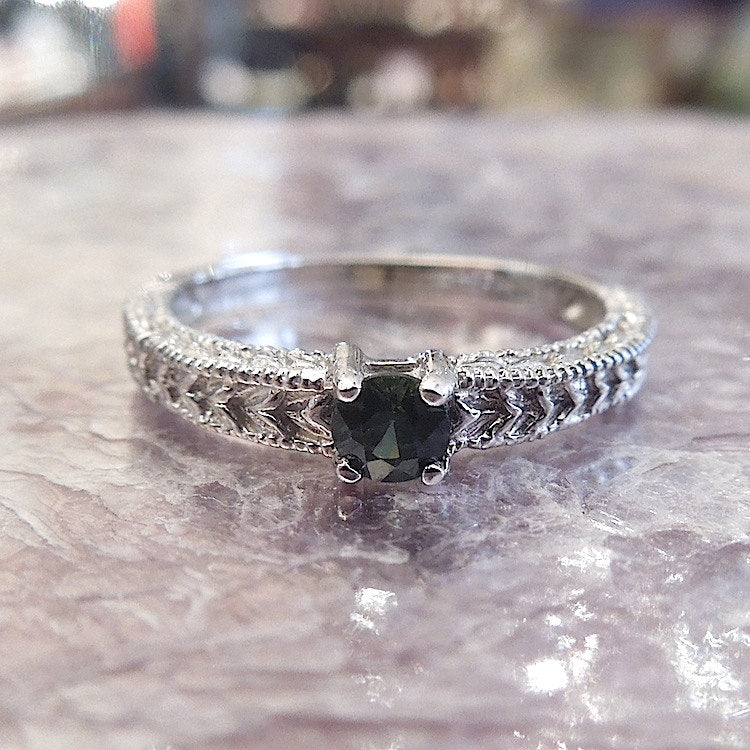 CUSTOM ORDER: Art Deco Style 14K Gold Band - Green Sapphire, Ruby