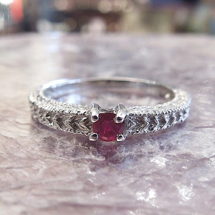 CUSTOM ORDER: Art Deco Style 14K Gold Band - Green Sapphire, Ruby