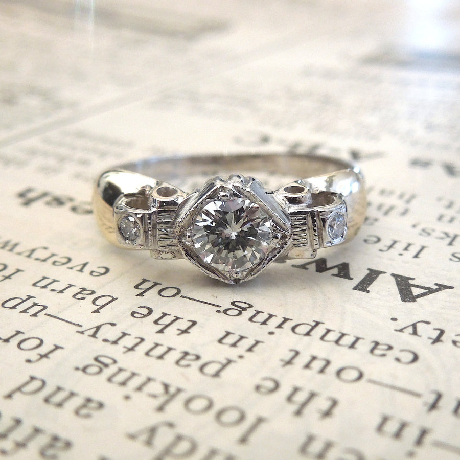 Half Carat Edwardian Bicolor 14K Gold Diamond Ring