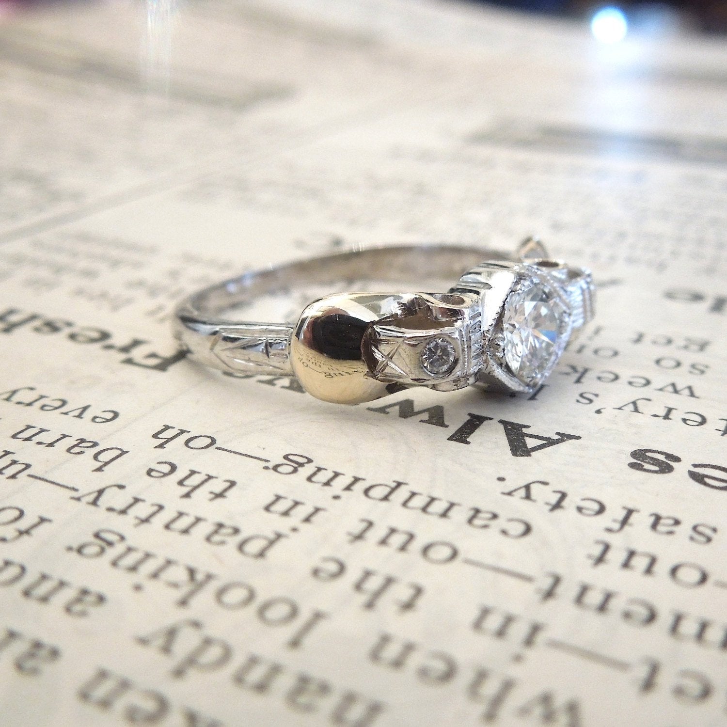 Half Carat Edwardian Bicolor 14K Gold Diamond Ring