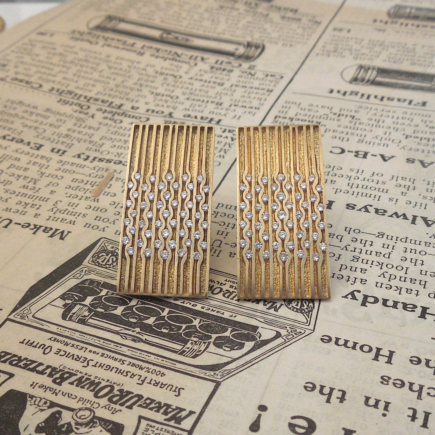 Christo Kiffer 18K Yellow Gold and Diamond Channel Set Earrings